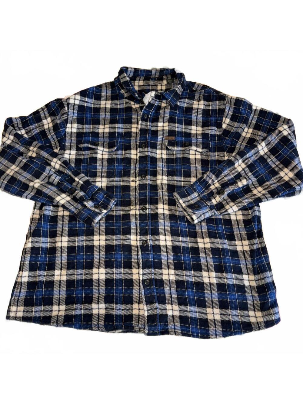 Orvis Men's 2XL Blue Plaid Flannel Button-Up Shirt Size XXL Warm 100% Cotton